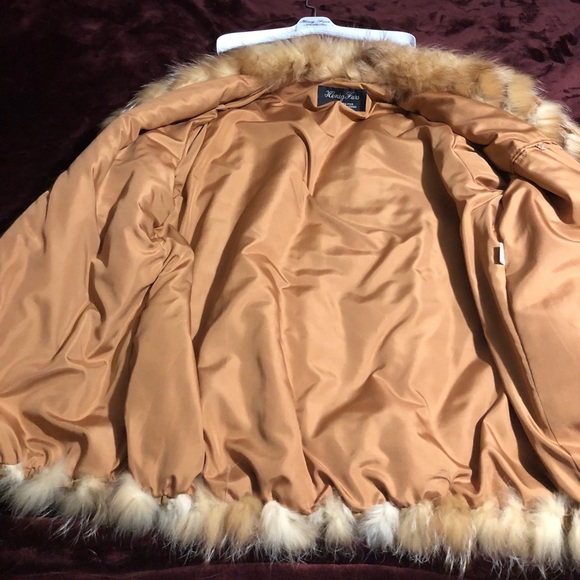 Fox Fur And leather jacket in chevron pattern - Picture 2 of 8